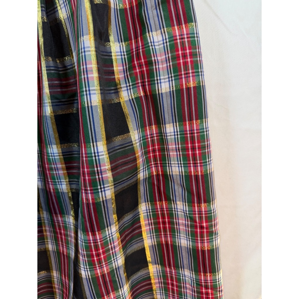 Plaid Metallic Holiday Maxi Skirt Pleated High Waist Sash Tie Festive Red sz 2 - Picture 4 of 12